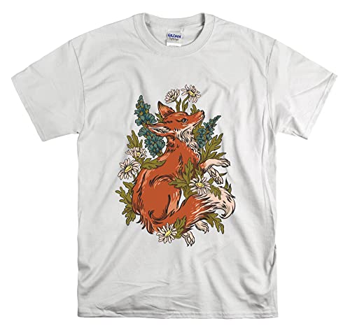 T-shirt Fox Camomilles unisexe en coton blanc taille L pour homme et femme