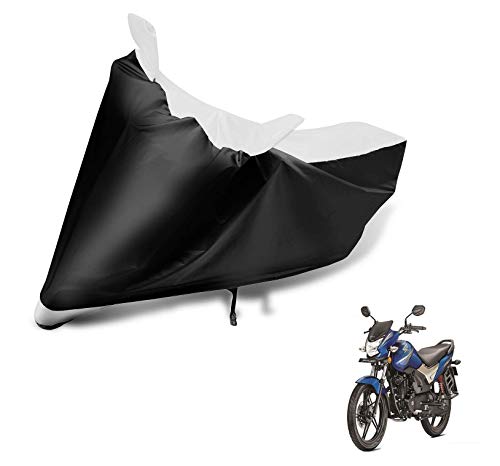 Image of Auto Hub Bike Cover Compatible with CB Shine SP with Mirror Pocket, Dustproof, Heat Resistant, Triple Stitched, CB Shine SP Bike Cover- Black, White