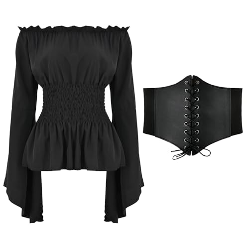 Camisa Gótica Medieval con Volantes: El Traje de Cosplay Perfecto para Mujer