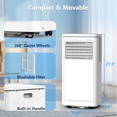 Image of Electactic 10000BTUs Portable Air Conditioner for Bedroom with Drainage-free Cooling, 4 in 1 Portable AC Units with Cool, Fan, Dehumidifier, Sleep, 24H Timer /Remote /Window Kits