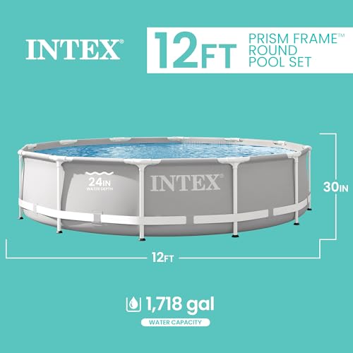 Image of Intex Prism Frame 12ft x 30in Round Above Ground Swimming Pool Set w /Pump