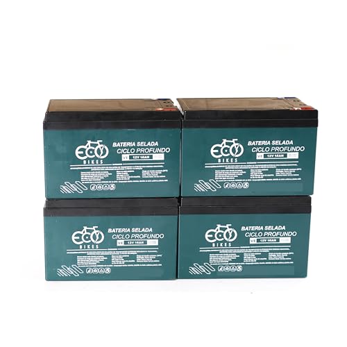 kit 4 Bateria chumbo selada 12v 15ah Ecobike Bicicleta Elétrica Scooter Patinete Skate Triciclo nobr