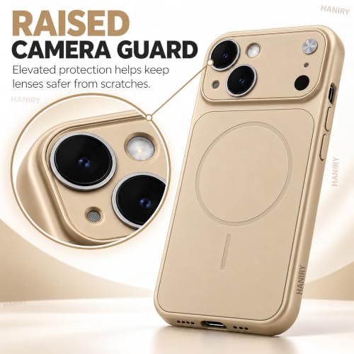 Image of Compatible for iPhone 13 Cover Case Scratch Resistant Premium Glass Finish Slim Fit Protective Back Cover Shockproof Camera Guard Magsafe iPhone 13 Cover (Gold)