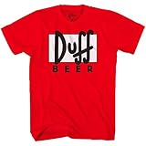 Adult Unisex Standard Fit The Simpsons Duff Beer Logo Adult Red T-Shirt (X-Large)