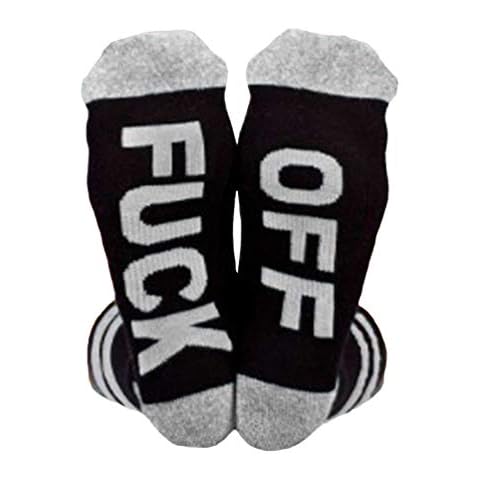 Baijiaye Pack of 3 Mens/Ladies FUCK OFF Socks 2020 Socks Casual Cotton Ribbed Knit Stripe Crew Socks Novelty Gifts for Women Men 04-Gray 1 Cover