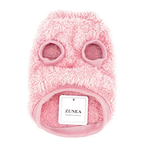 Zunea Fleece Winterjacke für Kleine Hunde Warme Wintermäntel Pullover Sweater Weich Fuzzy Welpen Kleidung mit D-Ring für Geschirr Leine Kaltes Wetter Haustier Bekleidung für Chihuahua Katzen Rosa S