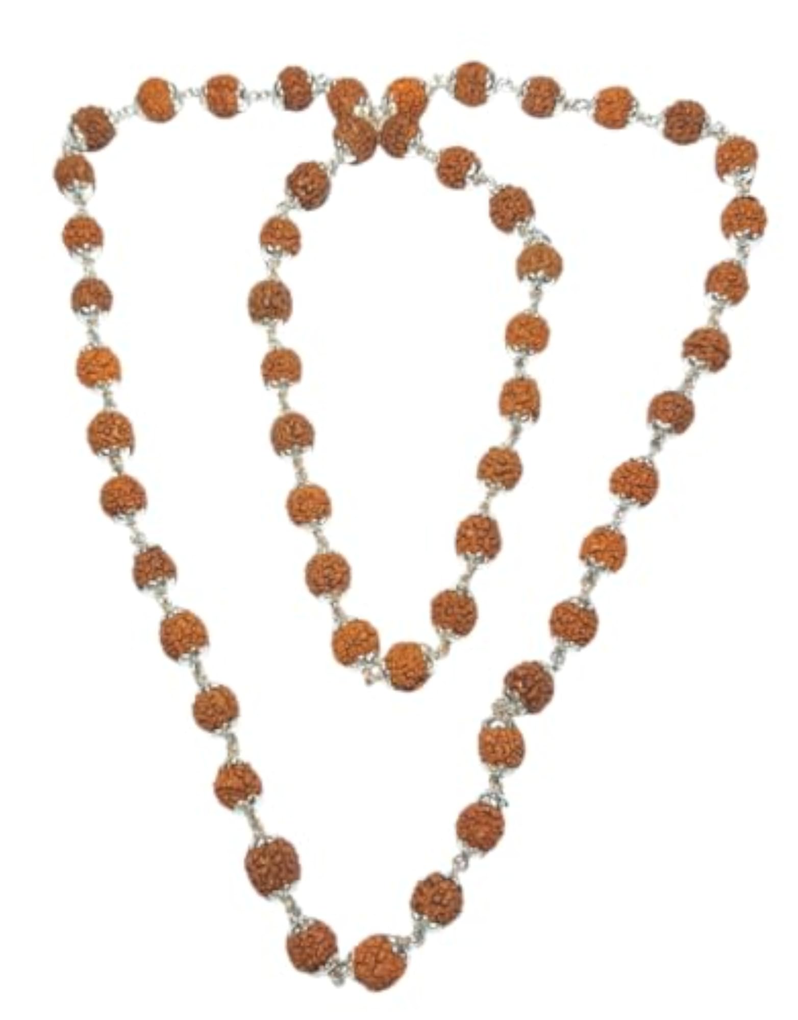 5 Mukhi Natural Rudraksha Mala, 92.5 Silver