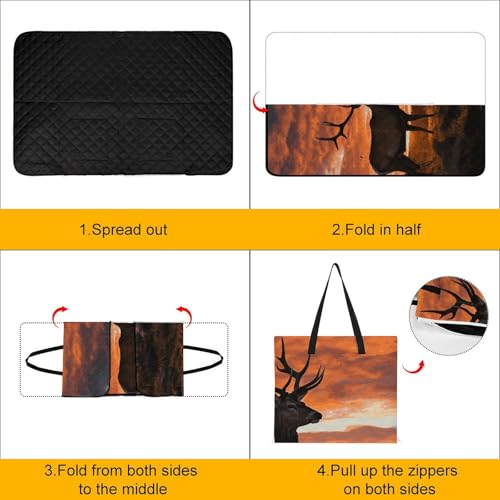 Couverture de plage motif élan avec fermeture éclair imperméable pour le camping