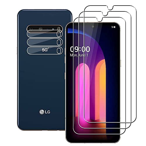 (3+3) For LG V60 ThinQ 5G / V60 ThinQ 5G UW (3 Pack) Tempered Glass Screen Protector with Camera Lens Protectors Film, Anti Scratch, HD Clear