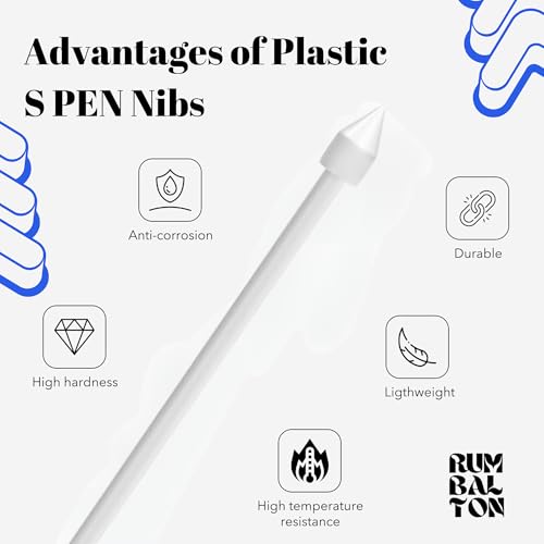 Image of 5pc Replacement Plastic Tips /Nibs for Galaxy Tab S Pen, Compatible with Tab /Mobile S24, S23, S22, S10, S9, S8, S7, S6 + / Lite /Ultra /FE Series (White)