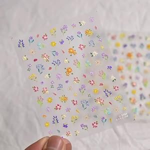 GlamRays 1 Blatt Blumen Nagelsticker 3D Retro