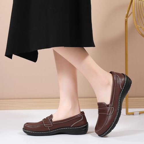 Image of QAE Loafers for Women Comfort Orthopedic Slip On Penny Loafers Women's Flat Shoes for Casual Walking Dress Work Business