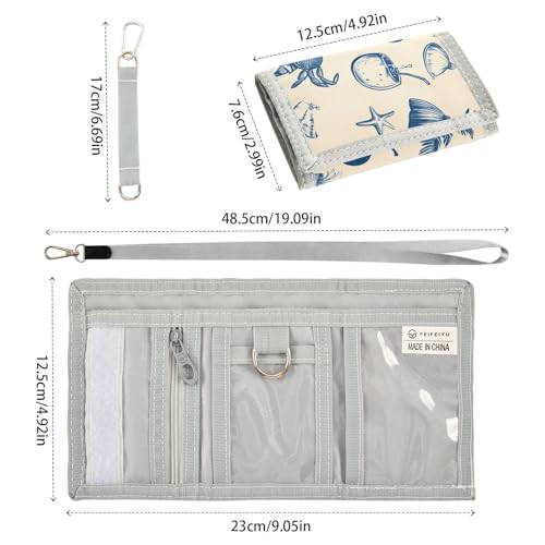 Each Sketch Collection Durable Nylon Fabric Wallet for Boys and Girls - Multi-Functional with 2 Clear Pockets, Zipper Coin Compartment, 3 Card Slots & Keyring3