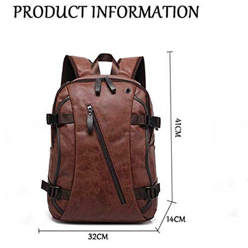 Mochila de cuero PU impermeable retro para hombres de negocios 5