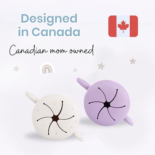 Baby Bliss 2 Pack Toddler Snack Container, Canadian Mom Owned Brand, Snack Cups Toddler No Spill, Silicone Baby Snack Cup, Toddler Travel Essentials, Snack Containers for Kids, BPA Free (Lilac/Vanilla Confetti) - Image 3
