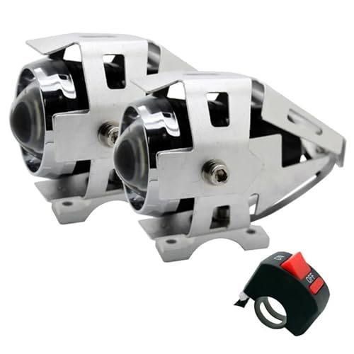 Feux de travail lampe phare antibrouillard étanche pour moto argent