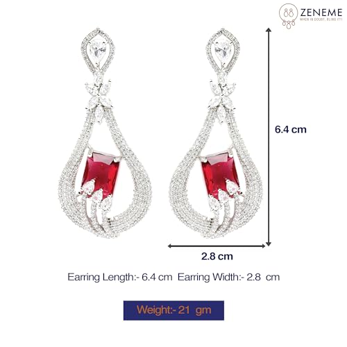 American Diamond Handcrafted Drop Earrings, Rhodium-Plated