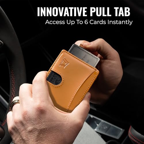 Image of Kings Loot Money Clip Slim Minimalist Wallet for Men - RFID Blocking Leather Design with Money Clip - Front Pocket Bifold Holds 12 Cards - Stylish & Compact Wallets (Cognac)