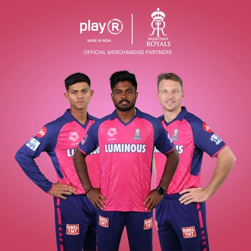 Image of playR x RR Fan Jersey 2024 - Men's Plain Half Sleeve T-Shirt Regular Fit Lightweight, Comfortable, Durable Sports Tee for Match Day, Training, Practice Everyday Wear for All Season