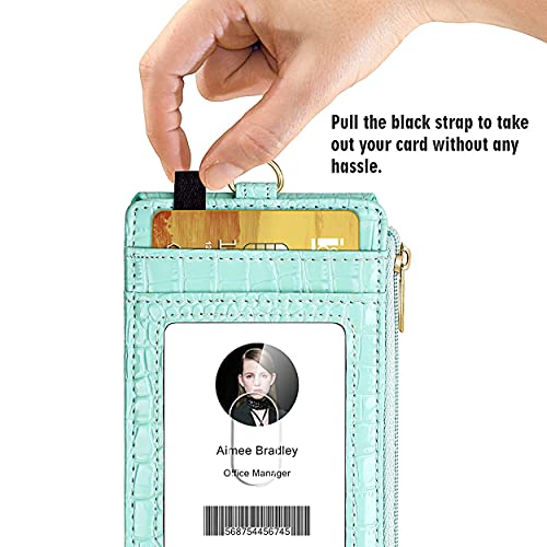 Elv Badge Holder With Zipper, Pu Leather Id Badge Card Holder Wallet With 5 Card Slots, 1 Side Rfid Blocking Pocket And 20 Inch Neck Lanyard Strap For Offices Id, School Id, Driver Licence #TOP3