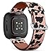 CJBROES Replacement Leather Watch Band, Compatible with Fitbit Versa 3 and Fitbit Sense of Wristband Bracelet Accessory - Cow Design