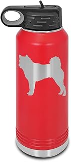 Shiba Inu Laser Engraved Water Bottle Customizable Polar Camel Stainless Steel with Straw - Dog Canine pet Red 32 oz