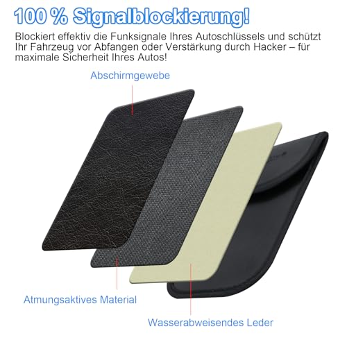 MONOJOY Abschirmtasche-Tasche für Auto-Funkschlüssel,Autoschlüssel Hülle 2er-Set,Faraday Bags,keyless go Schutz,Autoschlüssel Schutz Keyless,Auto Diebstahlschutz,Schlüsseltasche Schwarz,Auto zubehör