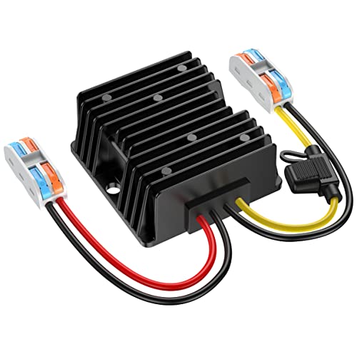 12VDC to 24VDC Converter 10A 240W 12V to 24V DC Step Up Converter with Fuse IP67 Waterproof 12 to 24 Volt Boost Converter with Wire Terminal Block for Golf Cart LED Lights Truck Boat