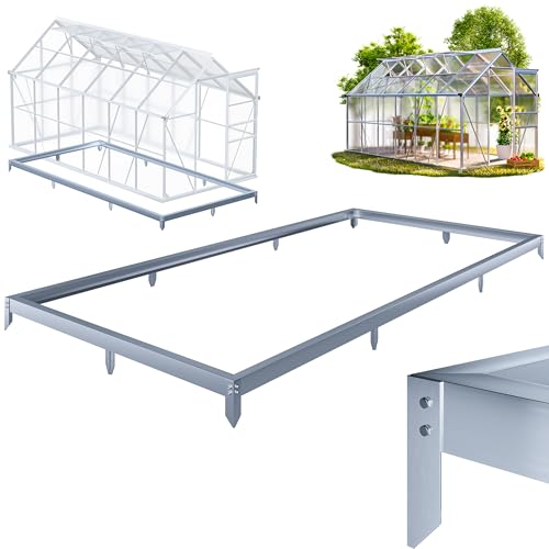 GARDEBRUK® Fondation Serre de Jardin 380x190cm Acier Inoxydable Cadre Acier matériel Montage...