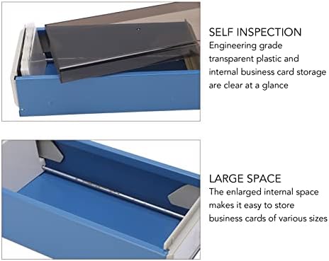 Pssopp Index Card Box,Card File Holder Organizer Metal Base Heavy Duty Enlarged Space Transparent Plastic Sliding Design Credit Card Box for Index Cards Acrylic