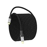 Chargement ultra-rapide PD 100W (Puce E-Marker) : Une alimentation électrique maximale de 100W (20V/5A) avec ce câble USB-C haute vitesse — surperforme les câbles 60W pour ordinateurs portables, tablettes et téléphones. La puce E-Marker intelligente intégrée adapte automatiquement le courant (prévient la surcharge et la surchauffe), tandis que le design USB-C vers USB-C garantit une compatibilité universelle avec les chargeurs 65W/45W/30W. Un câble USB-C fiable alliant chargement ultra-rapide et construction robuste