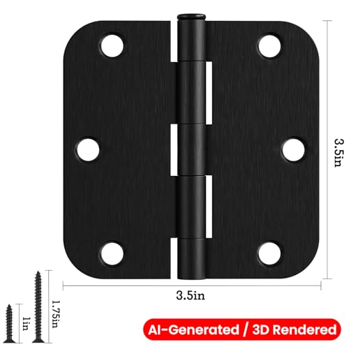 Image of 3 Pack 3 1 /2 Inch Door Hinges Oil Rubbed Bronze 3.5 Inch Black Interior Hinge for Doors 5 /8 Radius Corners 3 inch Hardware Controls Heavy Duty Iron Flat Home House Decor Accessories EssentialsKit