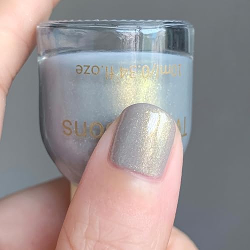 Pearl Nail Polish - Aurora Grey Nail Varnish - Quick Dry & Long Lasting Shimmer Iridescent Nail Polish - No Need Baking Breathable Glitter Nail Varnish - Chip Resistant for Women Girls