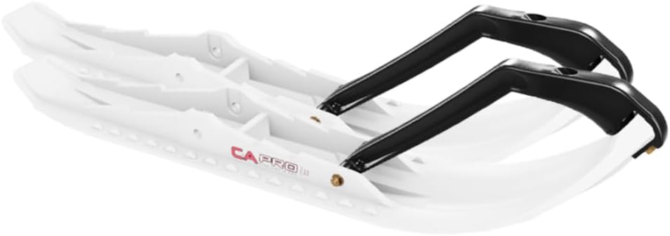 Pair of White C&A Pro Mountain [TMX] 6-3/4" Snowmobile Skis W/Black C&A Loops