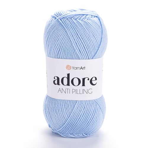 1 Skein YarnArt Adore Antipilling Yarn 100% Antipilling Acrlylic 100 g (3.5 oz) 280 m (306 yd) 3 : Light-DK Light Blue - 340
