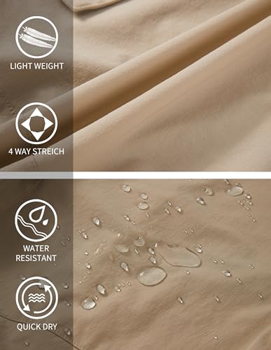 Pausel Shorts de caminhada masculinos de secagem rápida, shorts cargo com bolsos com zíper para pesc