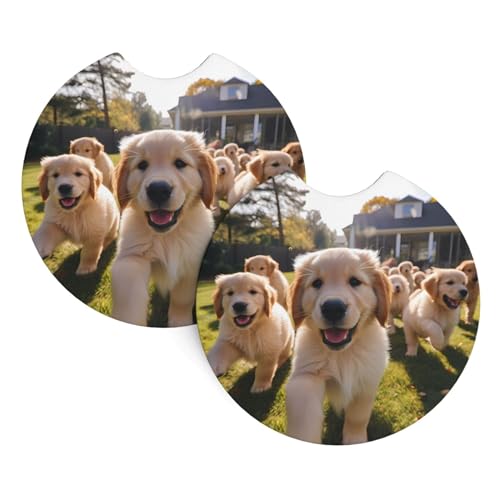 Posavasos para auto con diseño Golden Retriever, 2 unidades miniatura 1