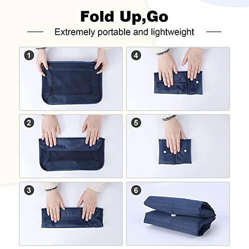 Image of 7 Pcs Foldable Luggage and Laundry Bag Pouch Waterproof Travel Toiletry Organizer Garment Storage Bag Portable Packing Cubes Storage Bag (1 Pc) (Grey) (NAVY BLUE)
