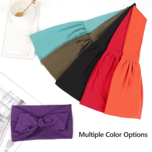 Image of DRESHOW 6 PCS Adjustable Headbands for Women Knotted Headbands Elastic Non-Slip Fashion Hair Bands for Workout Sports Running Yoga