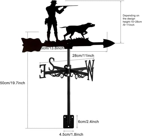 Girouette Chasseur en métal robuste pour toit résistant aux intempéries