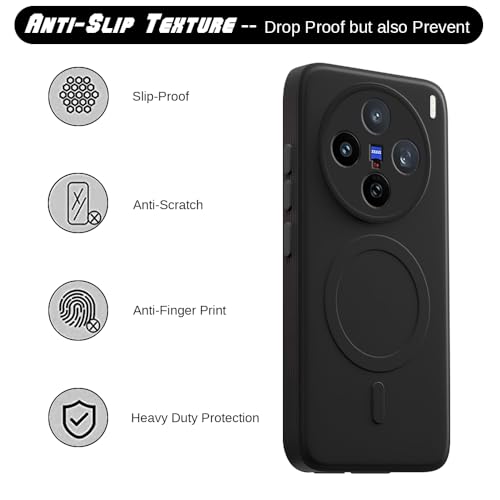 Image of Back Cover Vivo X200T 5G / X200s 5G| MagFit Ring Design (Non-Magnetic) | Shockproof Case | Anti-Slip Grip | Raised Camera Edges | Slim Protective Case for Vivo X200T 5G / X200s 5G(Matte Black)