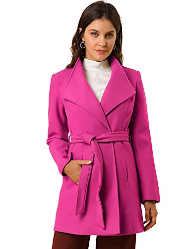 Image of Allegra K Women's Winter Elegant Stand Collar Overcoat Long Belted Pea Coat