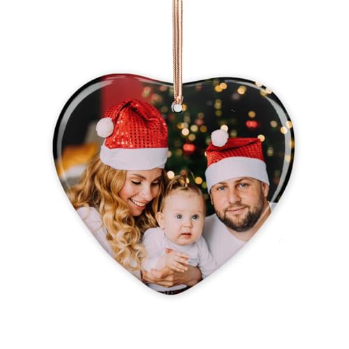 Adorno de Navidad Familiar Personalizado 2024, Bolas de Navidad con Foto y Mensaje Personalizado, Adornos de Navidad con Cuerda Dorada, Seres Queridos