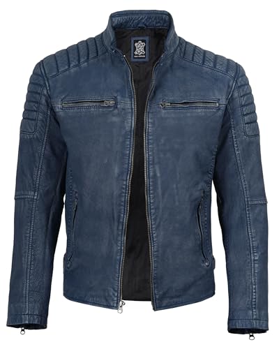 Image of Decrum Men's Casual Real Lambskin Leather Jacket with Zipper Closure