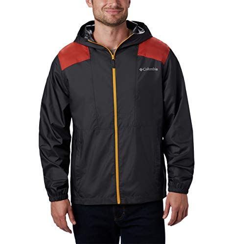 Columbia mens Flashback Windbreaker Jacket, Water Resistant, Shark/Carnelian Red, 4X