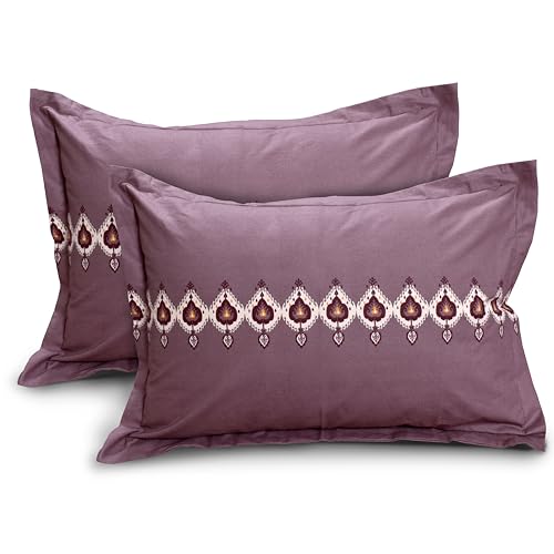 Image of Huesland by Ahmedabad Cotton 144 TC Cotton Elastic Fitted Bedsheet King Size with 2 Pillow Covers | 72 x 78 inches
