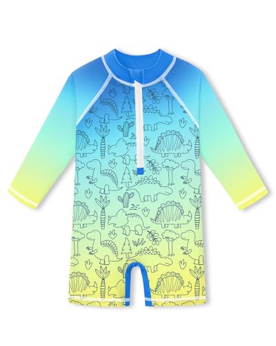 Image of BesserBay Baby Boy Swimsuit UPF 50+ Zip Front Long Sleeve Snaps Bottom One Piece Rash Guard 0-36 Months