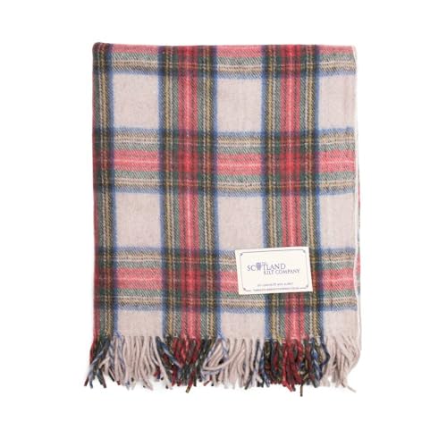 The Scotland Kilt Company Fringe Wool Scottish Tartan Knee Rug - Stewart Dress - Warm Cosy Shawl Picnic Travel Blanket - 36 x 59”