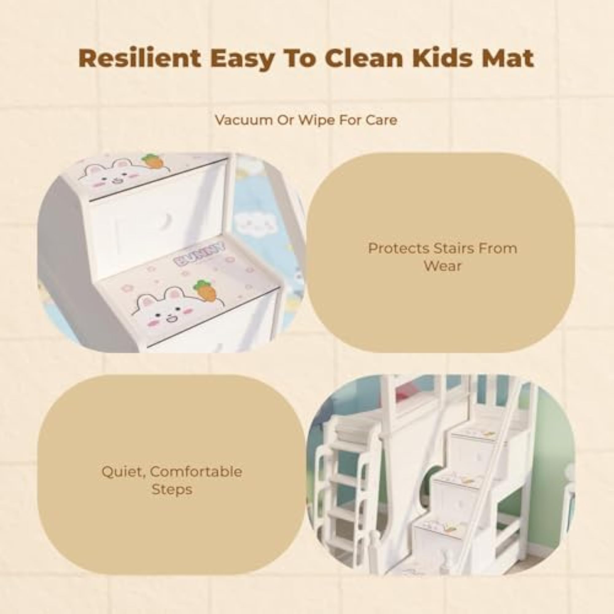 Non-Slip Plush Step Mat for Kids Indoor Stair Runner