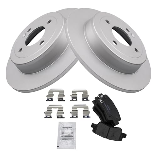 Image of TRQ Rear Brake Pad and Rotor Set Ceramic Coated Rotors Compatible with 2012-2017 Hyundai Accent Kia Rio
